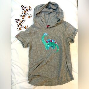 Gray Dinosaur Hoodie T-Shirt for Kids